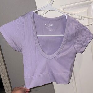 Garage Women's Light Purple Ribbed Crop Top